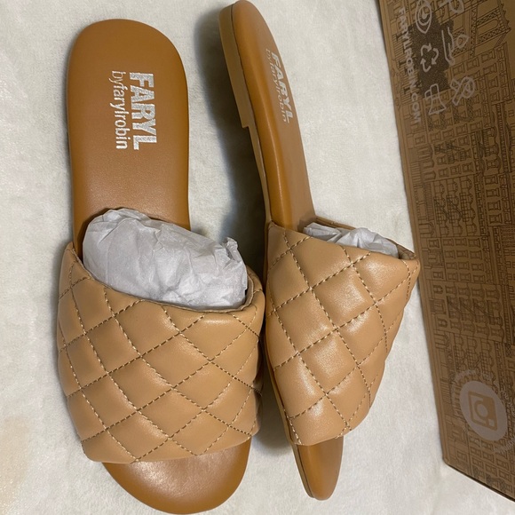 Faryl by Farylrobin Slides Quilted Tan Sandal Zappos - Picture 2 of 7